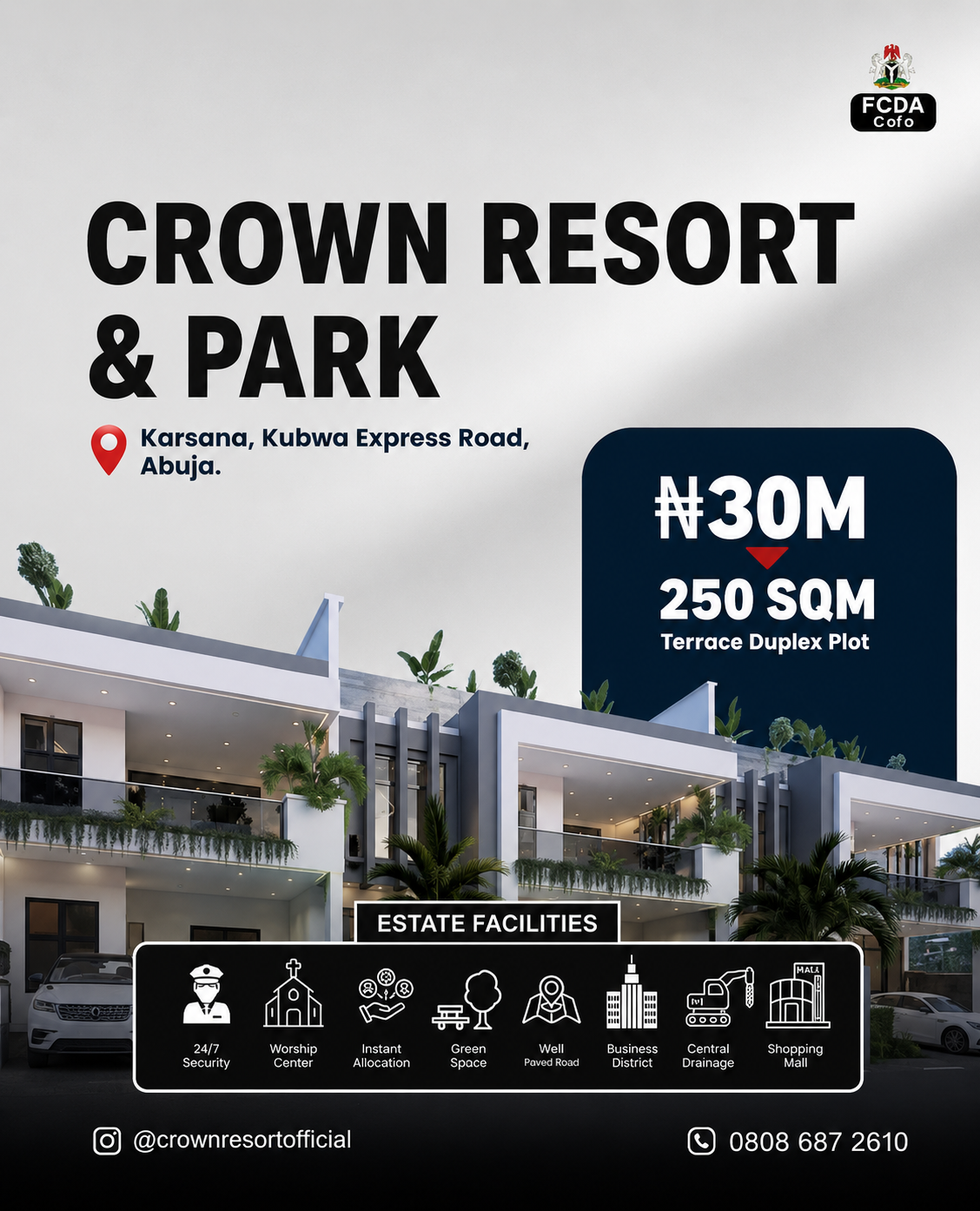 ChatGPT Image Aug 4, 2026, 07_07_47 PM CROWN RESORT & PARK, KARSANA — INVEST IN THE FUTURE OF ABUJA